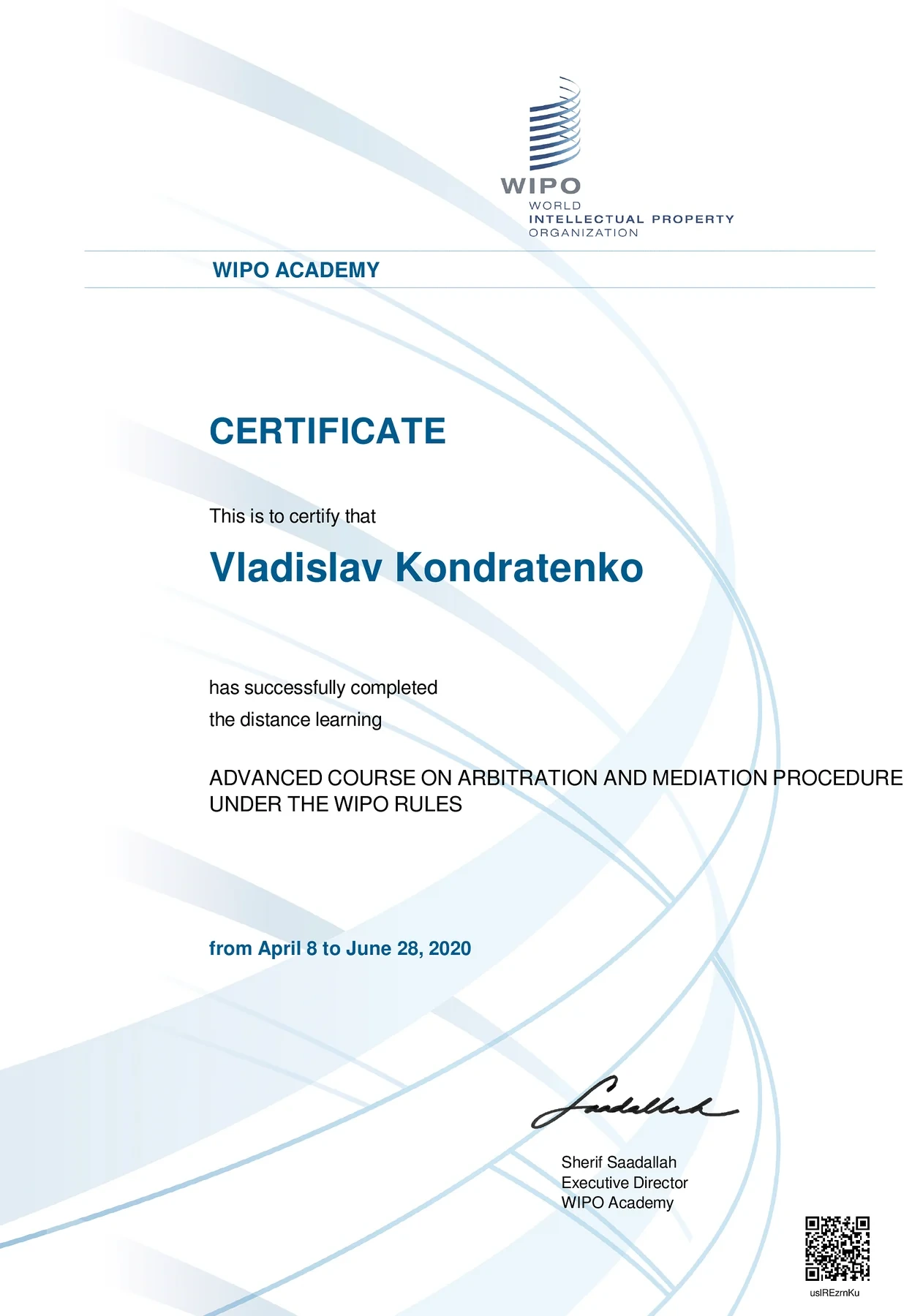 Arbitration & Mediation under WIPO Rules